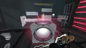 Portal 2 : Sie haben die Testkammer geschafft, wenn Sie die Vorrichtung schräg über dem Ausgang aktiviert haben.